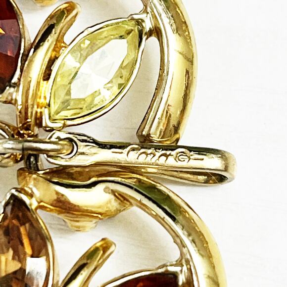 Coro Mid-Century Vintage Rhinestone Leaf Collar Necklace - Picture 9 of 9